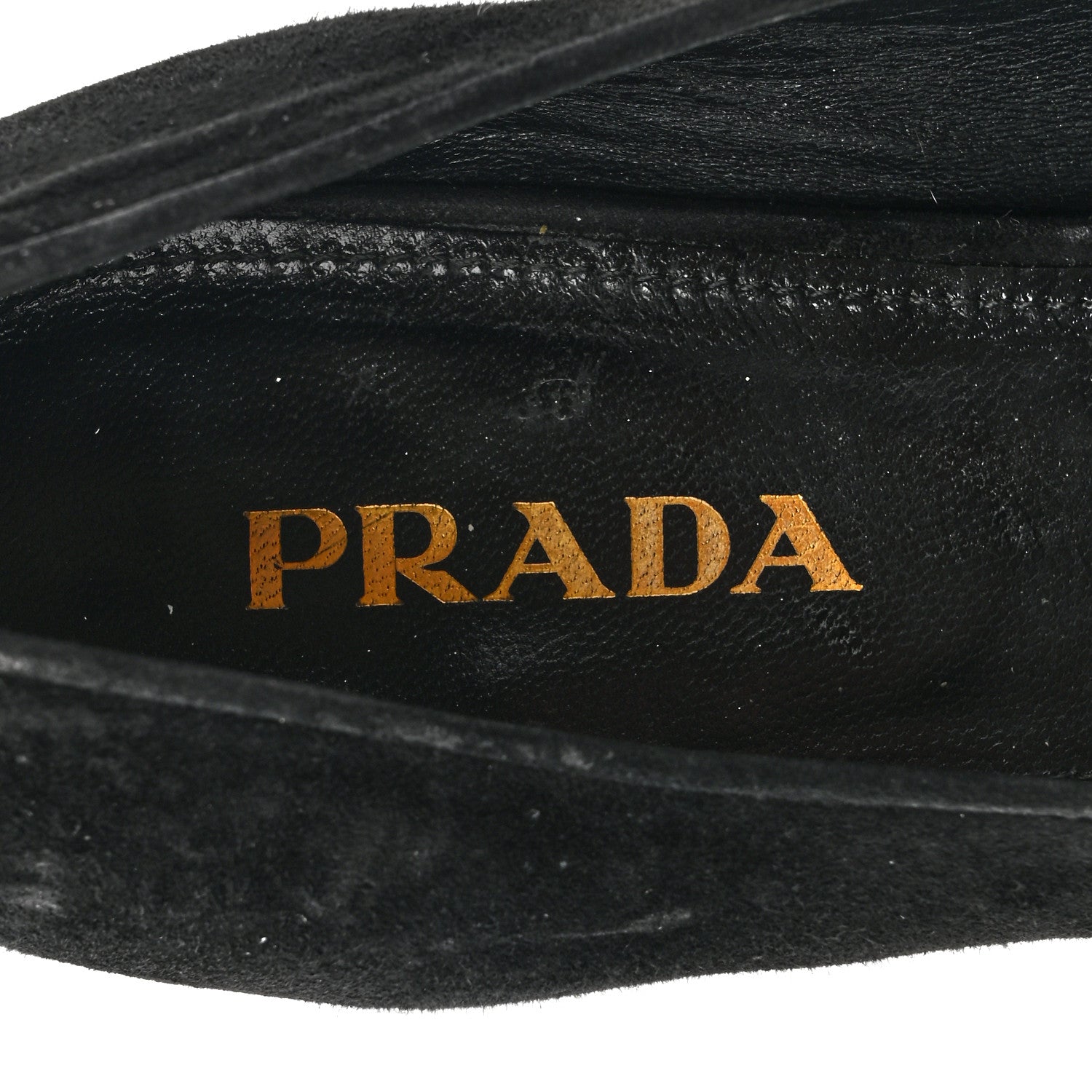 Prada Suede Metal Plate Logo Loafers 37.5 Black 8 of 12