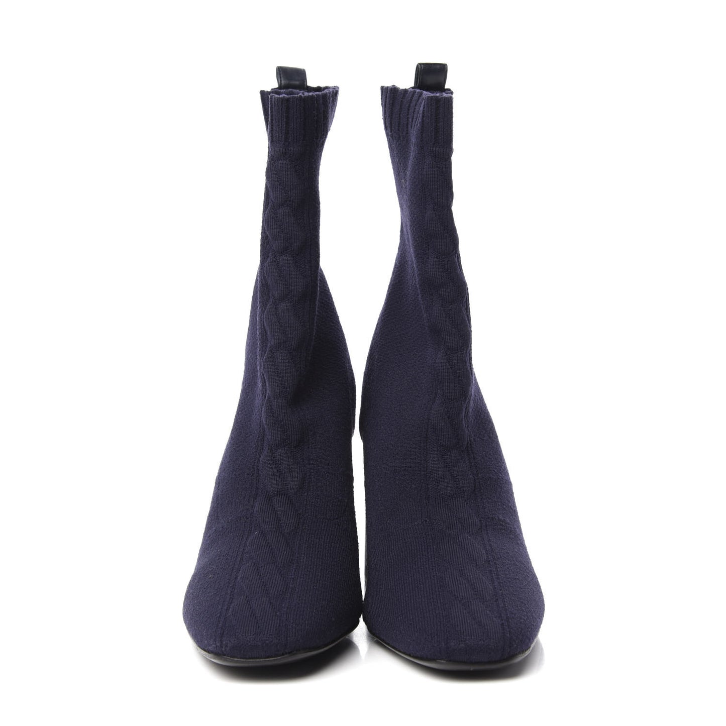 Knit Calfskin Volver Ankle Boots 37 Bleu Diplomatique
