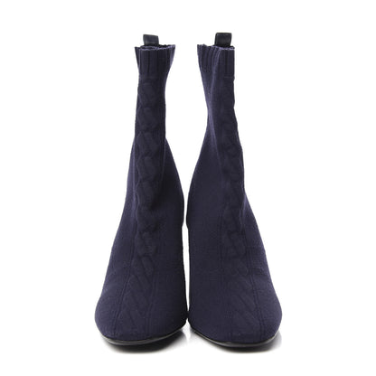 Hermes Knit Calfskin Volver Ankle Boots 37 Bleu Diplomatique 2 of 8
