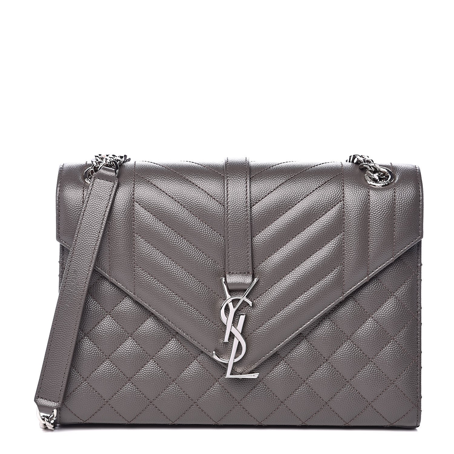 Saint Laurent Grain De Poudre Textured Mixed Matelasse Medium Triquilt Monogram Satchel Earth 1 of 9