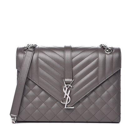Saint Laurent Grain De Poudre Textured Mixed Matelasse Medium Triquilt Monogram Satchel Earth 1 of 9