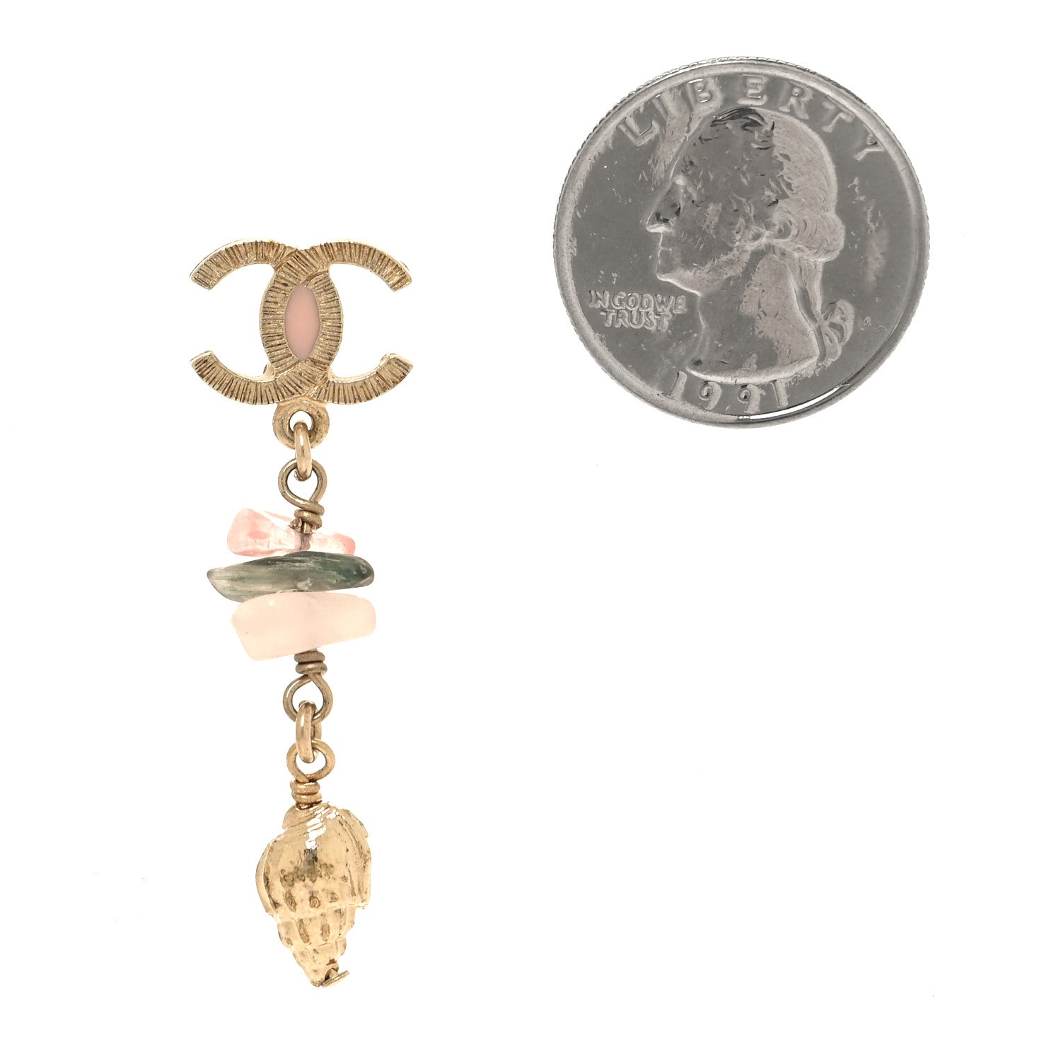 Chanel Resin Stone Drop Earring Pink Gold 2 of 4