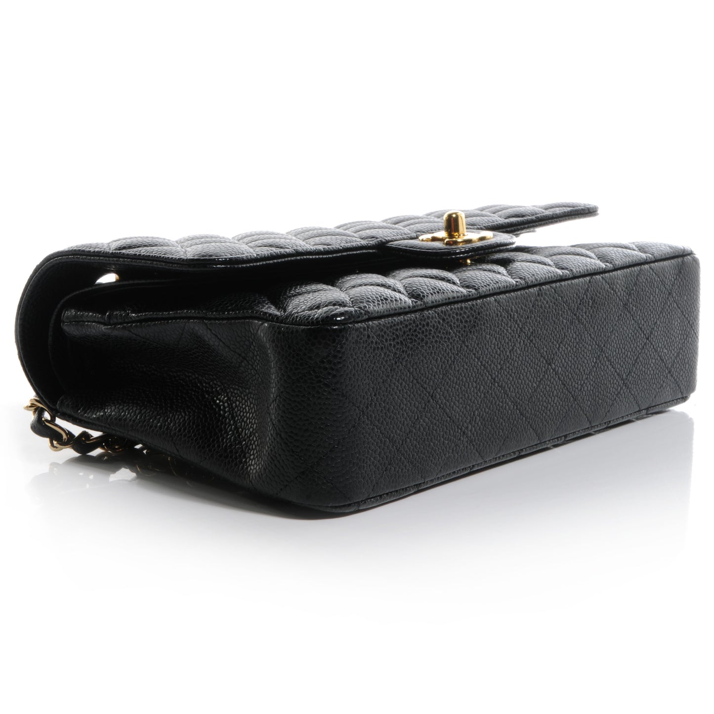 Caviar Quilted Medium Double Flap Black