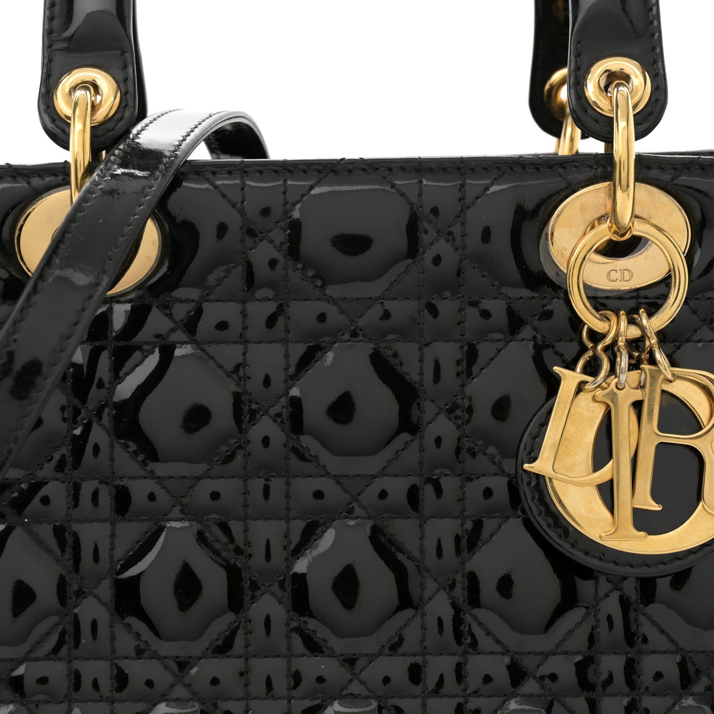 Patent Cannage Medium Lady Dior Black