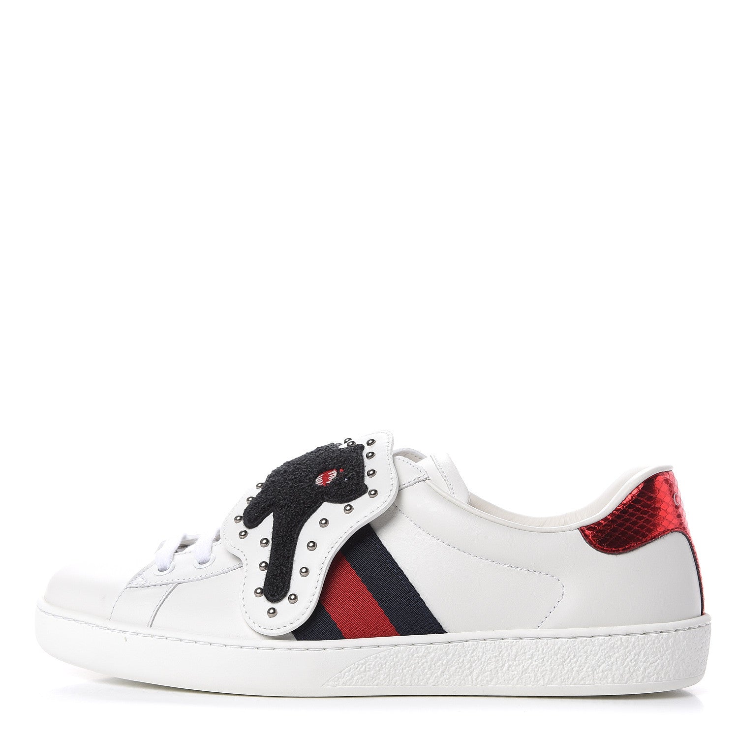 Gucci Calfskin Ayers Web Panther Embroidered Mens Ace Sneakers 7.5 White 1 of 10
