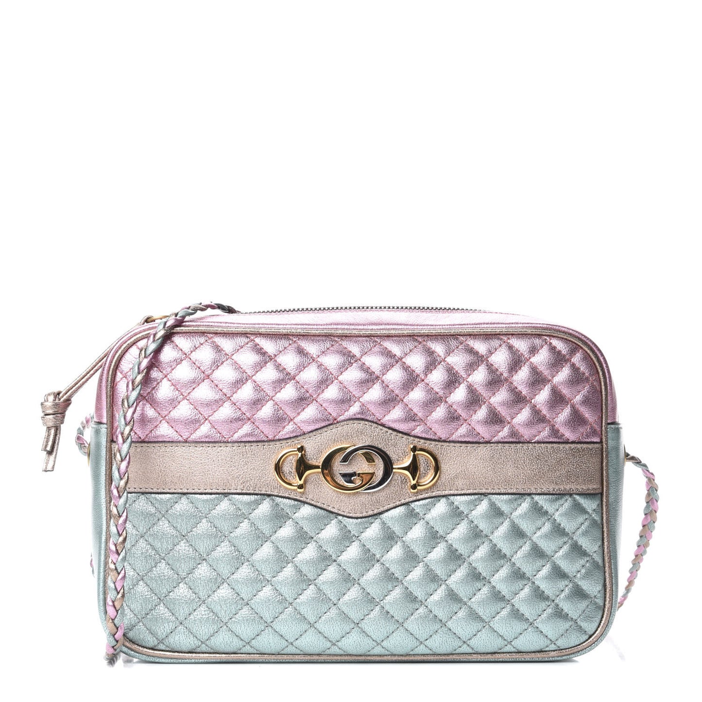 Laminated Nappa Trapuntata Small Zumi Shoulder Bag Rosa Lago Rame