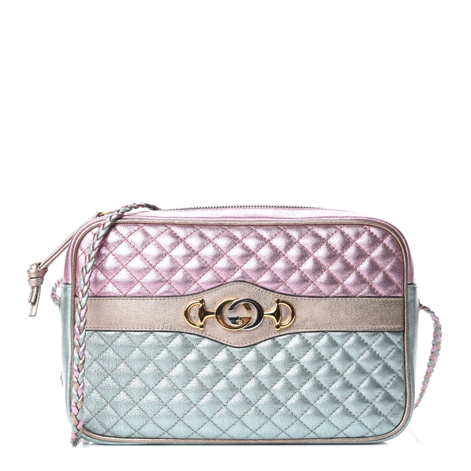 Gucci Laminated Nappa Trapuntata Small Zumi Shoulder Bag Rosa Lago Rame 1 of 9