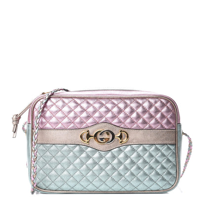 Gucci Laminated Nappa Trapuntata Small Zumi Shoulder Bag Rosa Lago Rame 1 of 9