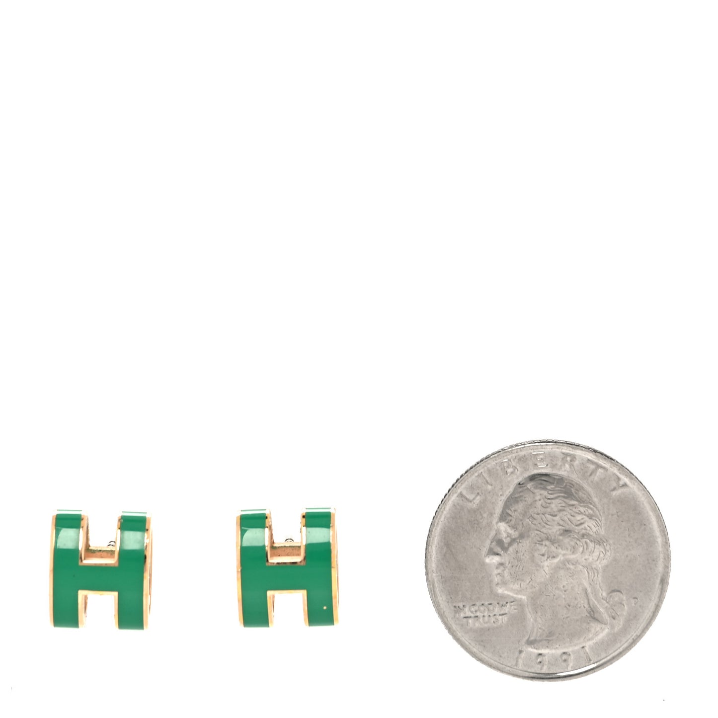 Rose Gold Lacquered Pop H Earrings Malachite