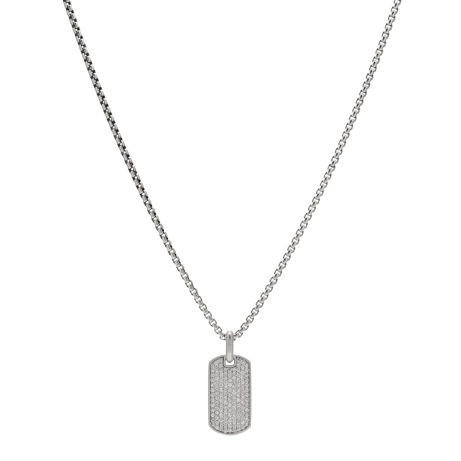 David Yurman Sterling Silver Pave Diamond Streamline Tag Pendant Necklace 1 of 3
