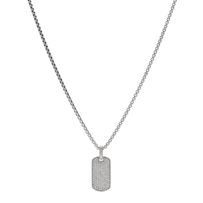 David Yurman Sterling Silver Pave Diamond Streamline Tag Pendant Necklace 1 of 3