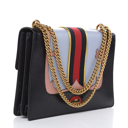 Gucci Calfskin Web Heart Medium GG Marmont Chain Handle Bag Black 3 of 16