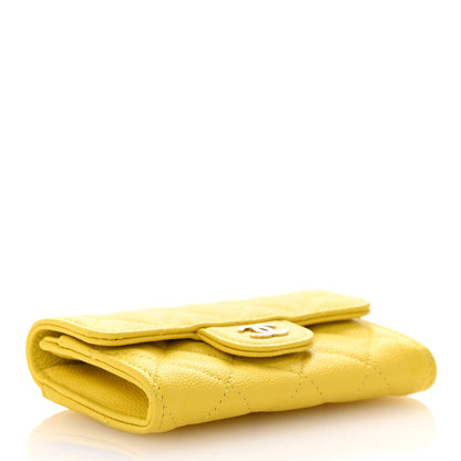 Chanel Caviar Quilted Flap Card Holder Wallet Yellow 4 of 12