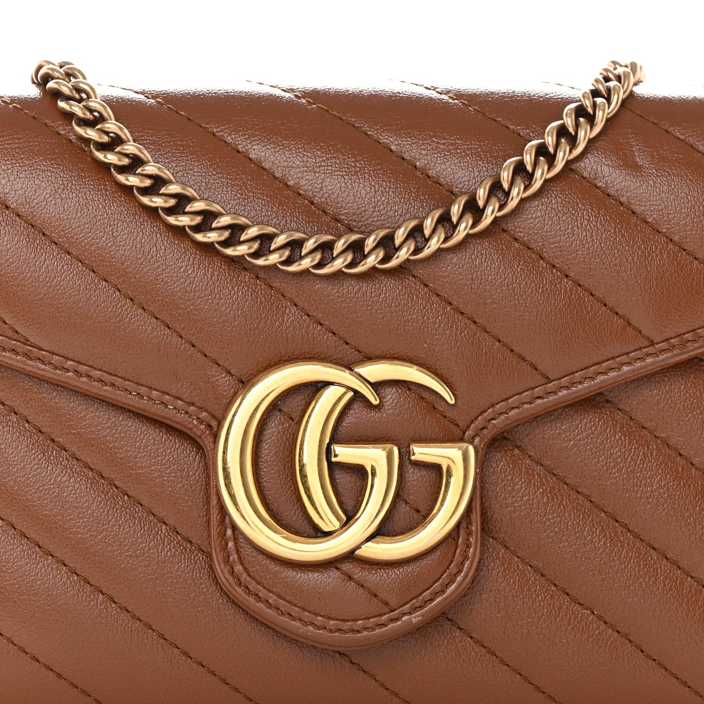 Azalea Calfskin Matelasse Diagonal GG Marmont Chain Wallet Cuir