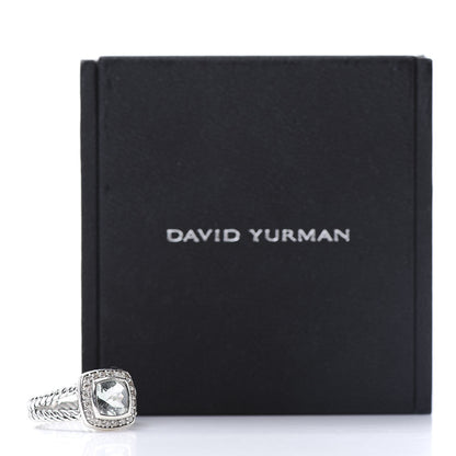 David Yurman Sterling Silver Diamond Prasiolite 7mm Petite Albion Ring 51 5.75 6 of 6
