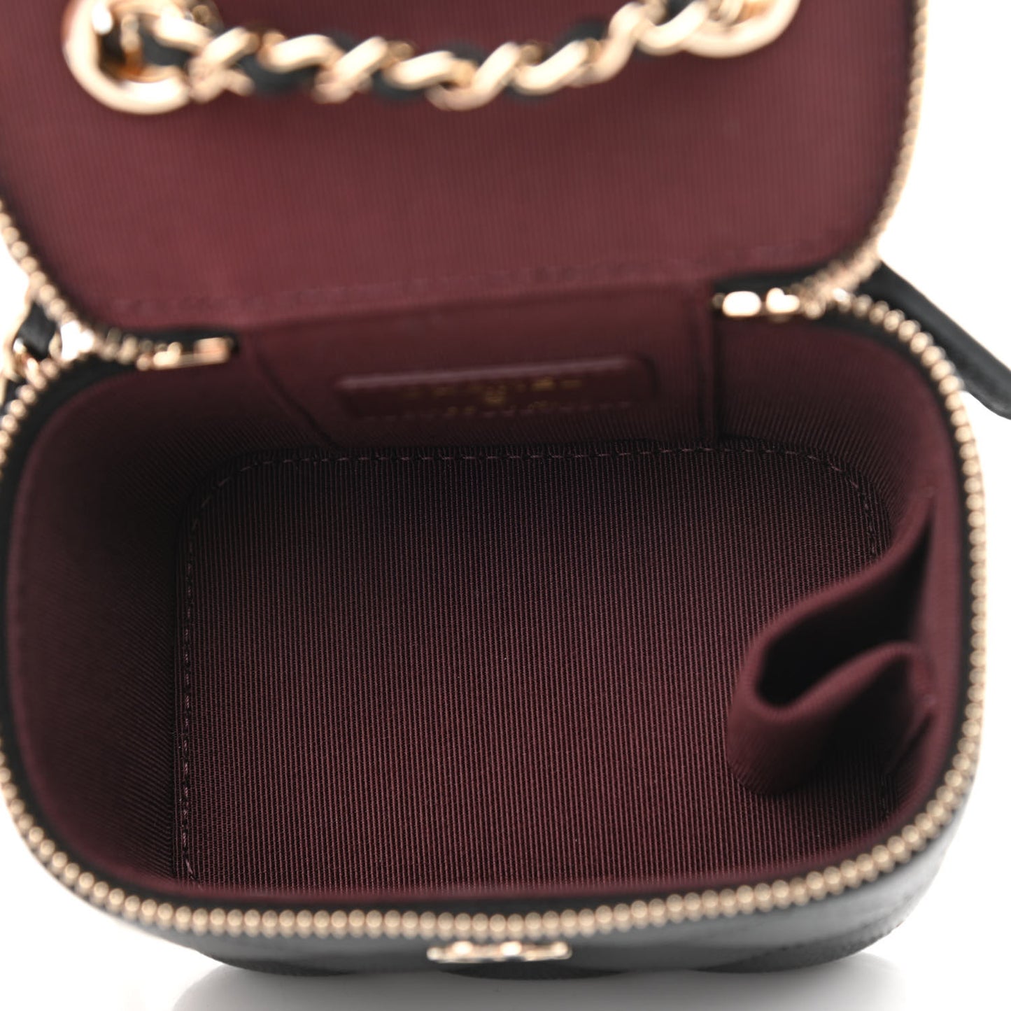 Caviar Quilted Mini Vanity Case With Chain Black