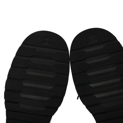 Chanel Shiny Calfskin Quilted Lace Up Combat Boots 38 Black 6 of 8