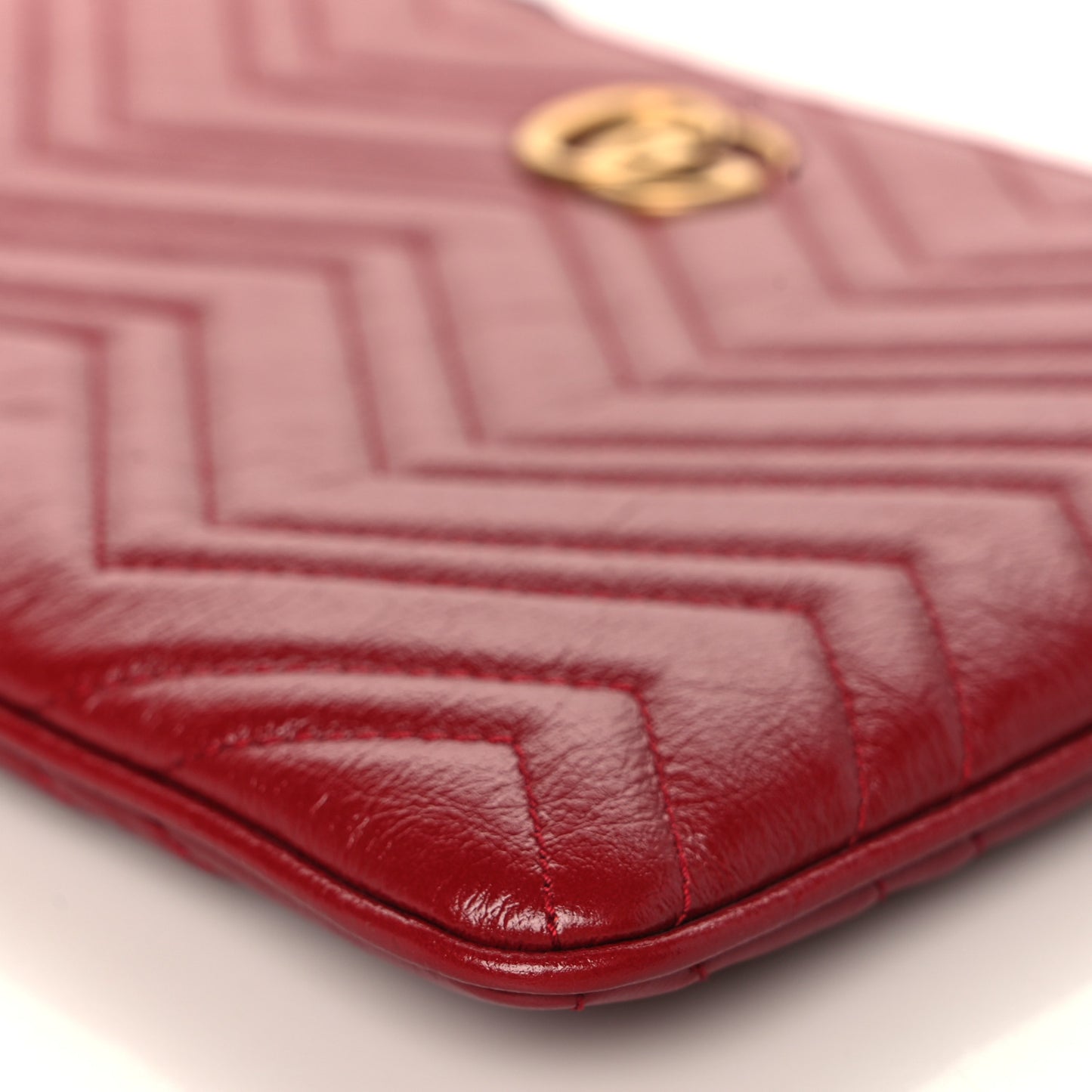 Azalea Calfskin Matelasse Heart GG Marmont Zip Pouch Romantic Cerise