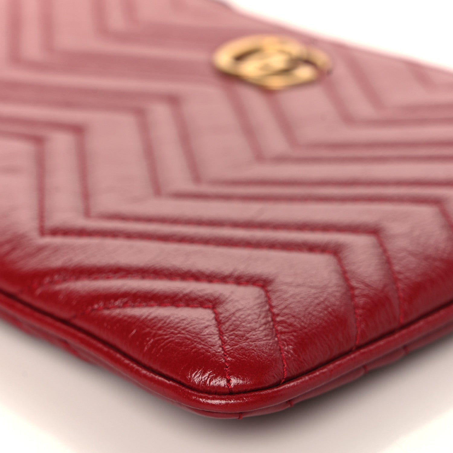 Gucci Azalea Calfskin Matelasse Heart GG Marmont Zip Pouch Romantic Cerise 9 of 9