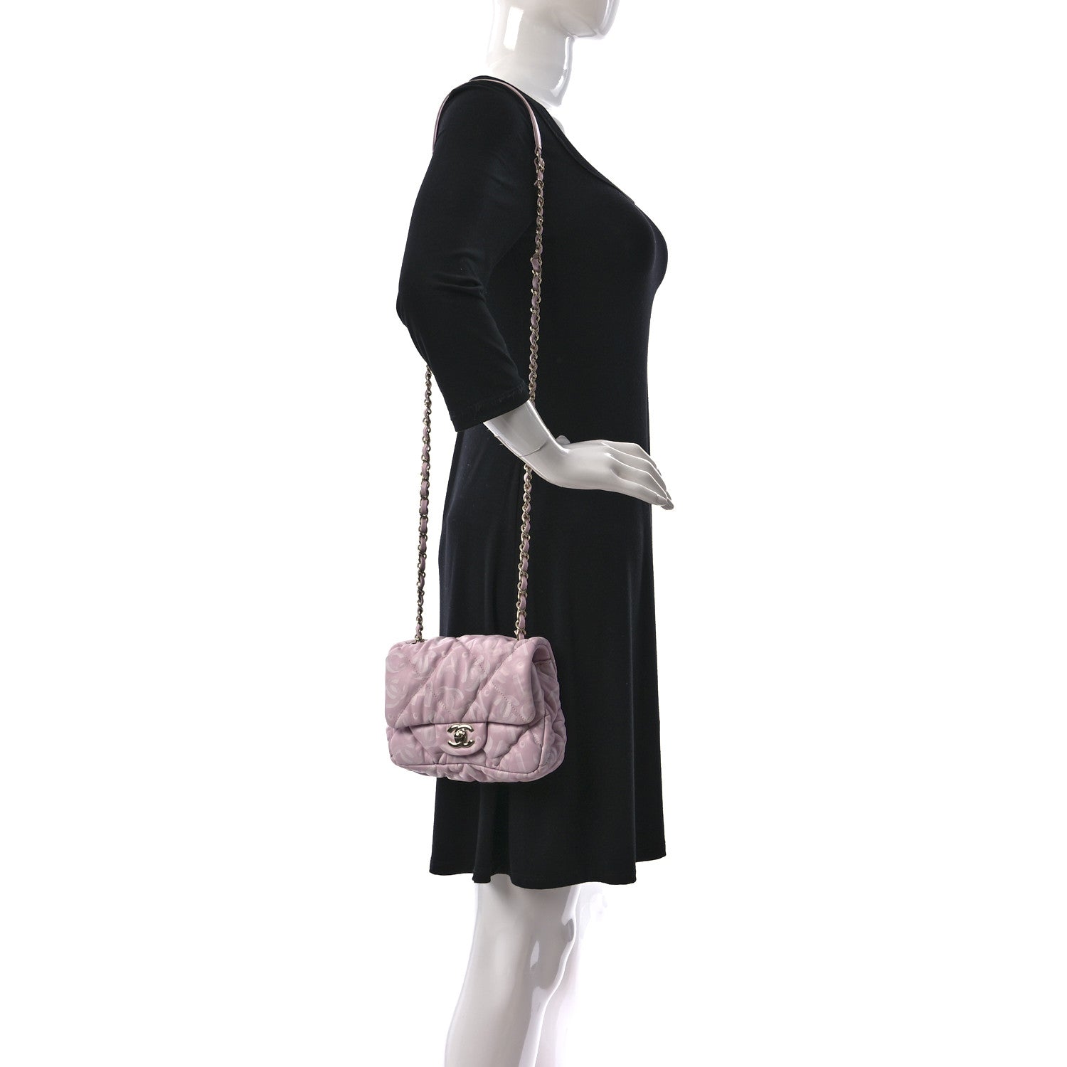 Chanel Printed Lambskin Quilted CC Mini Flap Pink 2 of 10