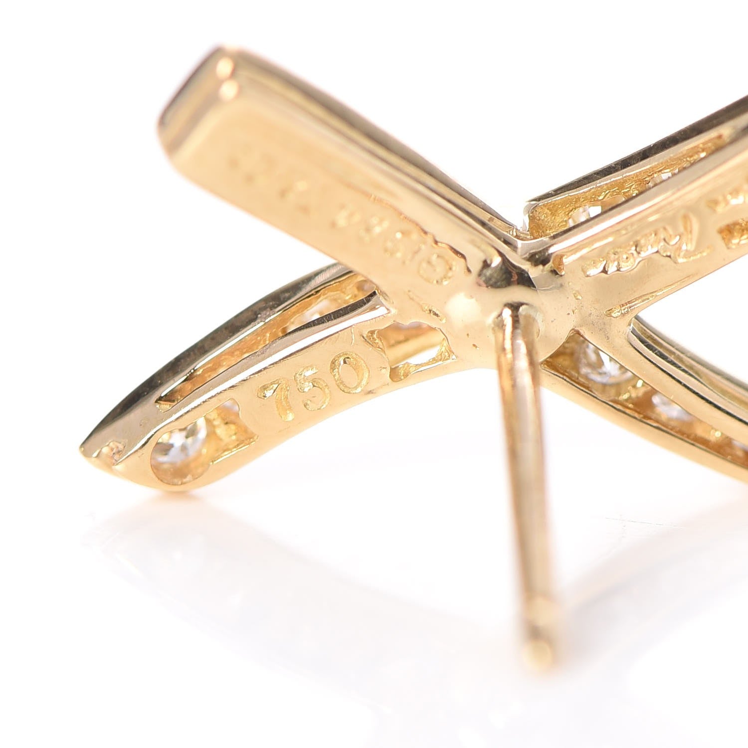 Tiffany 18K Yellow Gold Diamond Paloma Picasso X Kiss Earrings 6 of 7