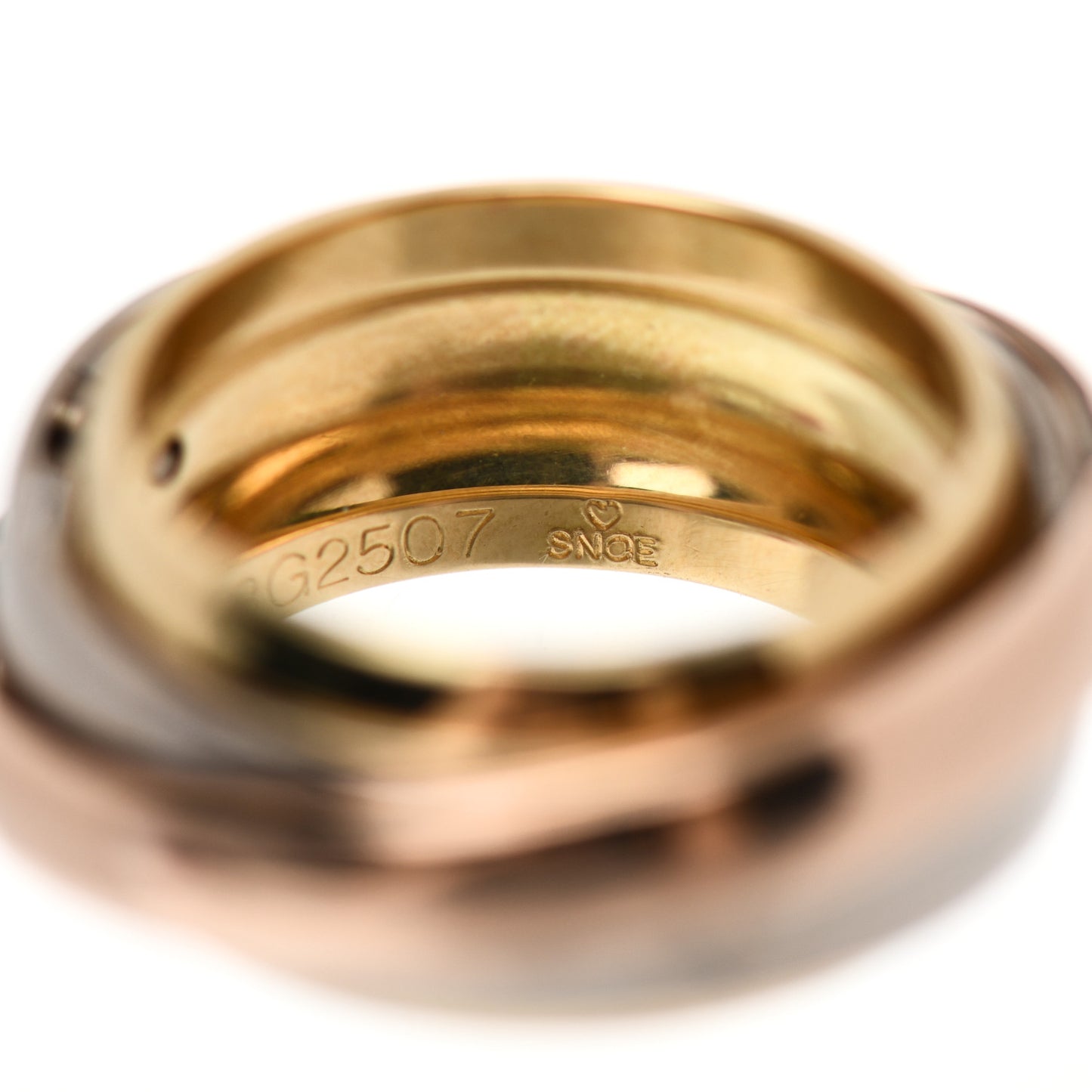 18K Pink Yellow White Trinity Must Essence Ring 50 5.25
