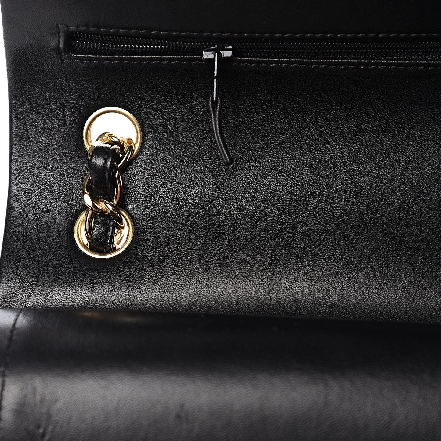 Lambskin Quilted Jumbo Double Flap Black