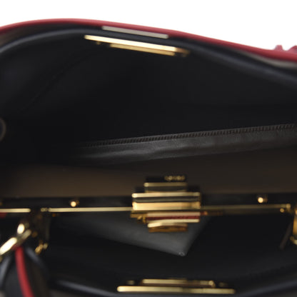 Fendi Vitello Seta Century Nappa Medium Peekaboo Iconic Defender Satchel Black Fragola Maya 6 of 12