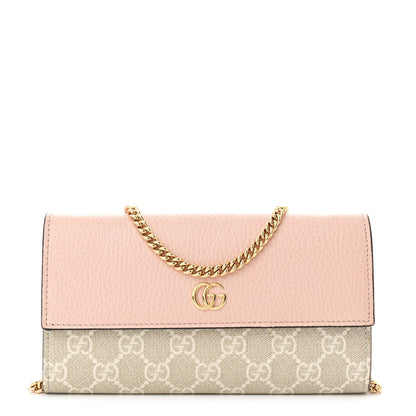 Gucci Dollar Calfskin GG Supreme Monogram Petite GG Marmont Wallet Chain Bag Perfect Pink 1 of 11