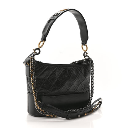 Chanel Aged Smooth Calfskin Quilted Medium Gabrielle Logo Hobo Black 3 of 10