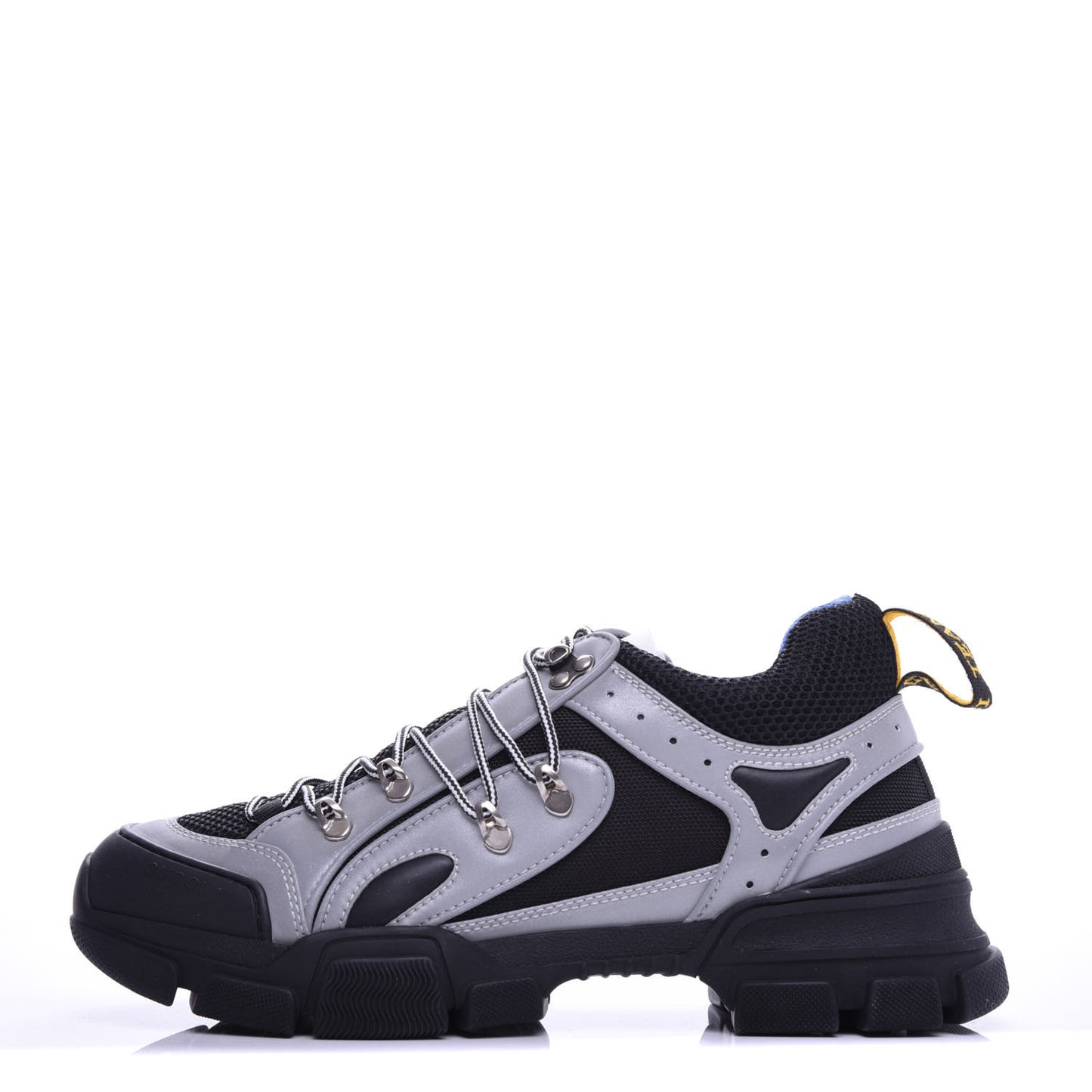 X SEGA Mesh Technical Canvas Calfskin Reflective Mens Flashtrek Sneakers 9 Silver Black