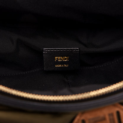 Fendi Nylon Dolmias Vitello Grace FF Convertible Drawstring Backpack Military Brown Tortora 11 of 14