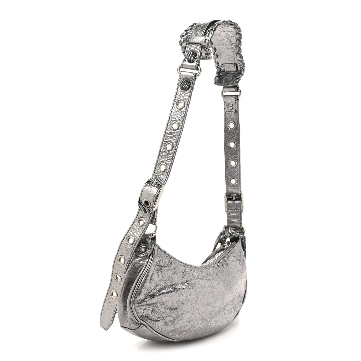 Metallic Agneau Arena Le Cagole Shoulder Bag XS Silver
