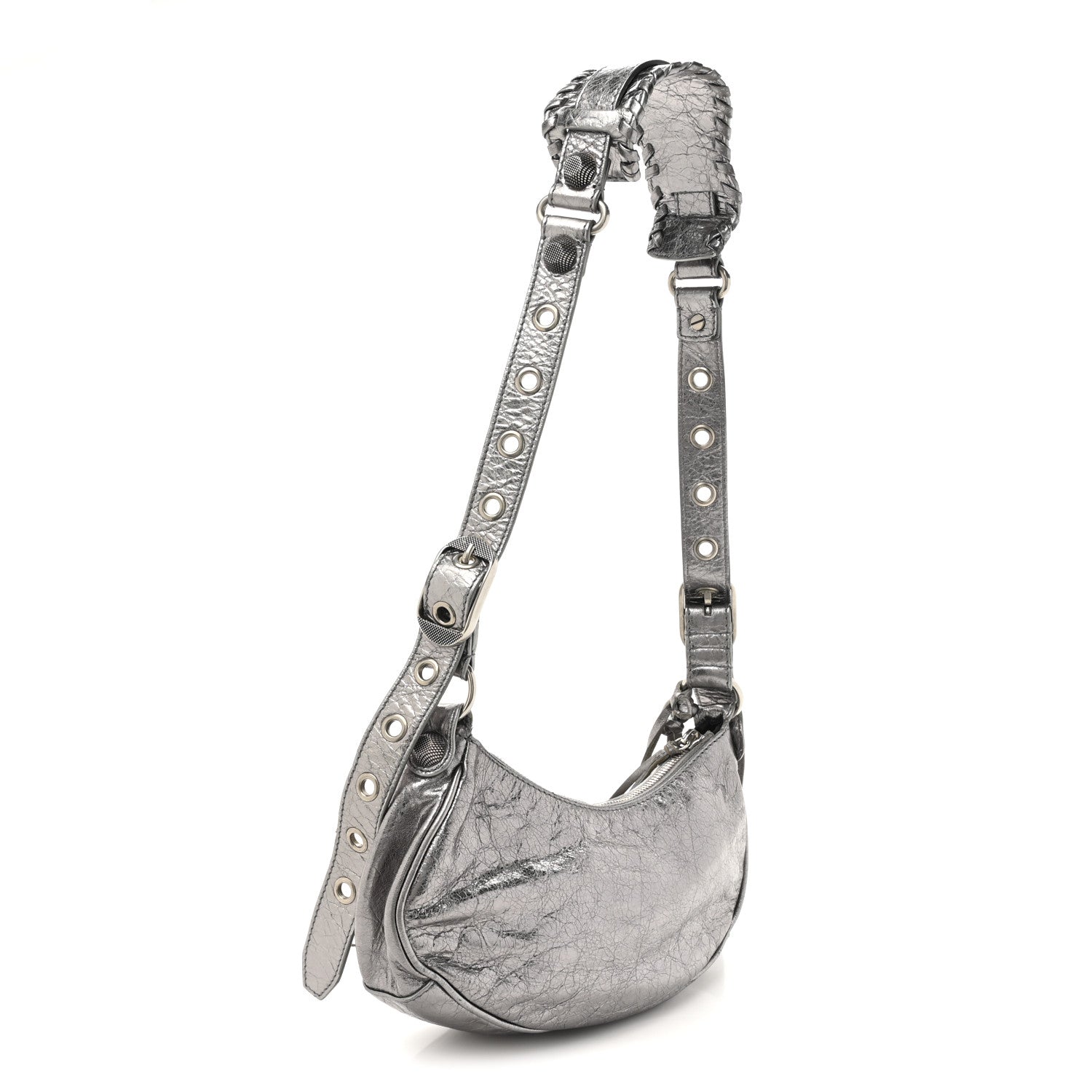 Balenciaga Metallic Agneau Arena Le Cagole Shoulder Bag XS Silver 4 of 13
