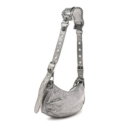 Balenciaga Metallic Agneau Arena Le Cagole Shoulder Bag XS Silver 4 of 13