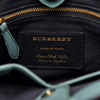 Burberry Grainy Calfskin House Check Small Banner Tote Smokey Green 8 of 12