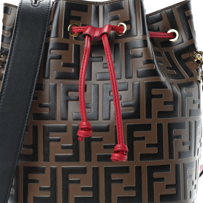 Fendi Vitello Grace F is Fendi Bi-Color FF 1974 Embossed Grande Mon Tresor Bucket Bag Maya Black Fragola 10 of 10