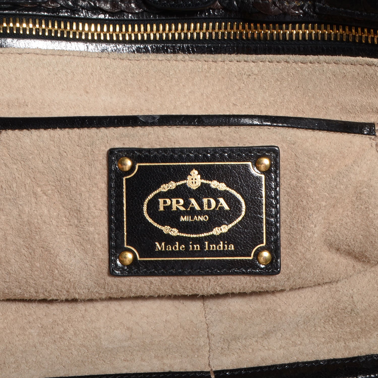 Prada Goatskin Woven Large Tote Moro Black 6 of 9