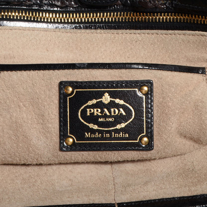 Prada Goatskin Woven Large Tote Moro Black 6 of 9