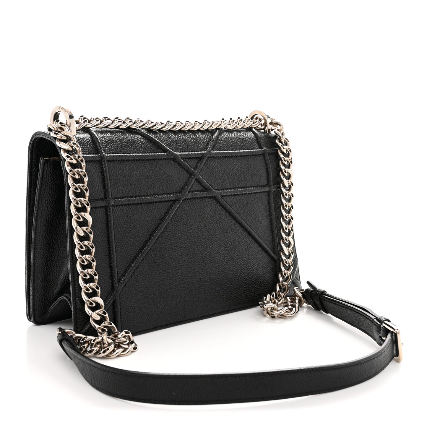 Grained Calfskin Medium Diorama Flap Bag Black