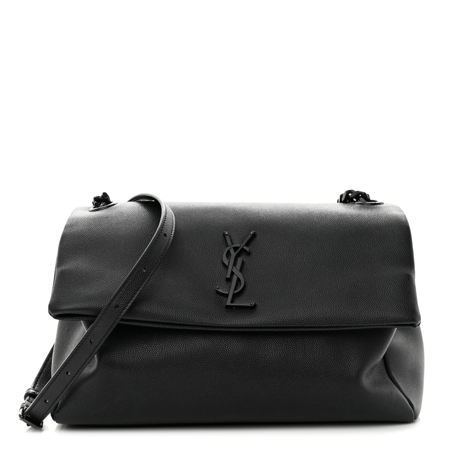 Saint Laurent Grain De Poudre Medium West Hollywood Monogram Fold-Over Black 1 of 11