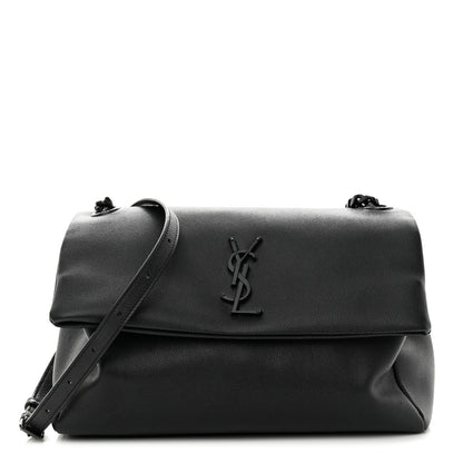 Saint Laurent Grain De Poudre Medium West Hollywood Monogram Fold-Over Black 1 of 11