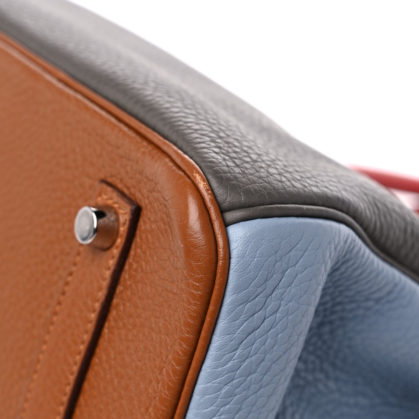 Taurillon Clemence Arlequin Birkin 35 Orange Sanguine Gold Bleu Lin Bleu Hydra Etain