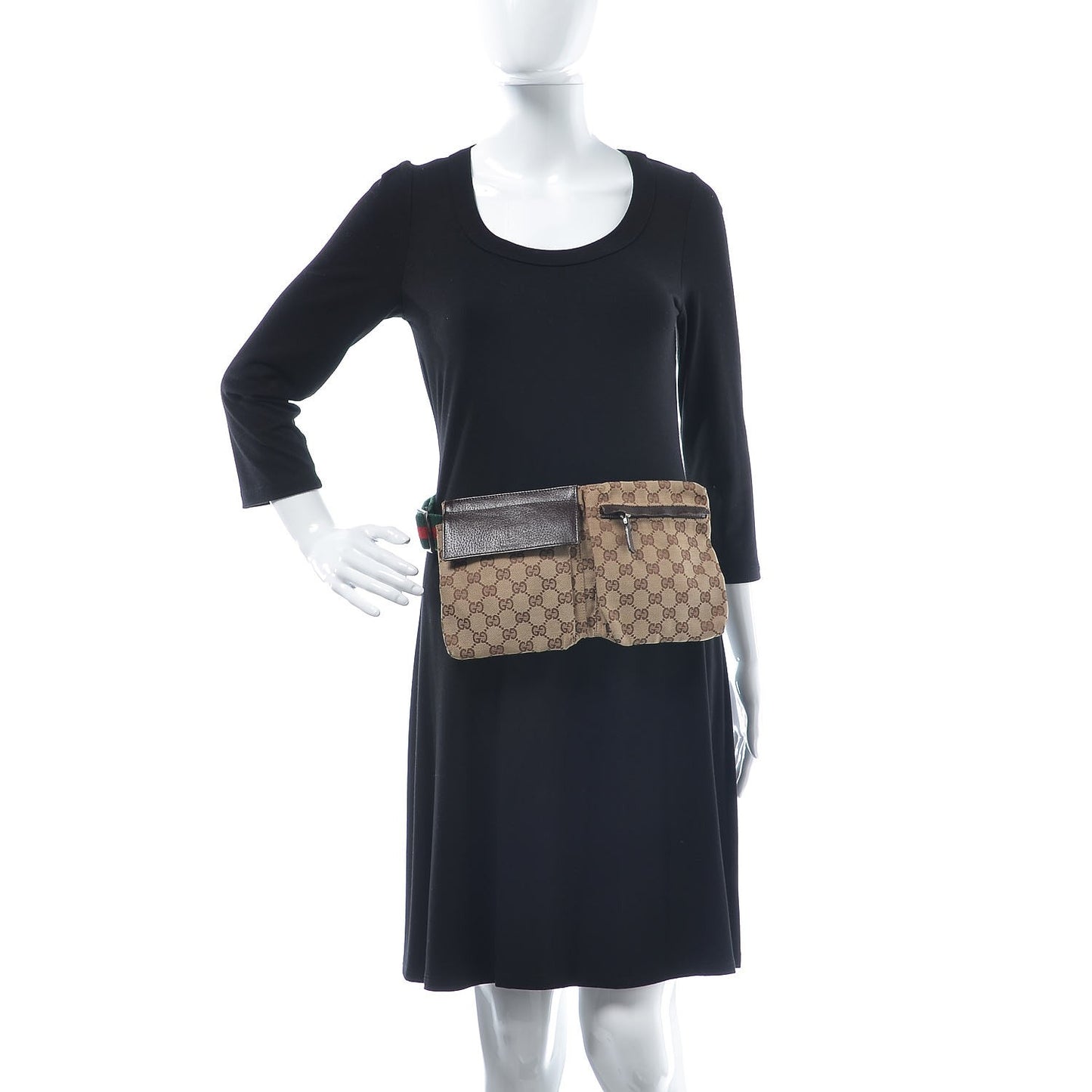 Monogram Web Belt Bag Dark Brown