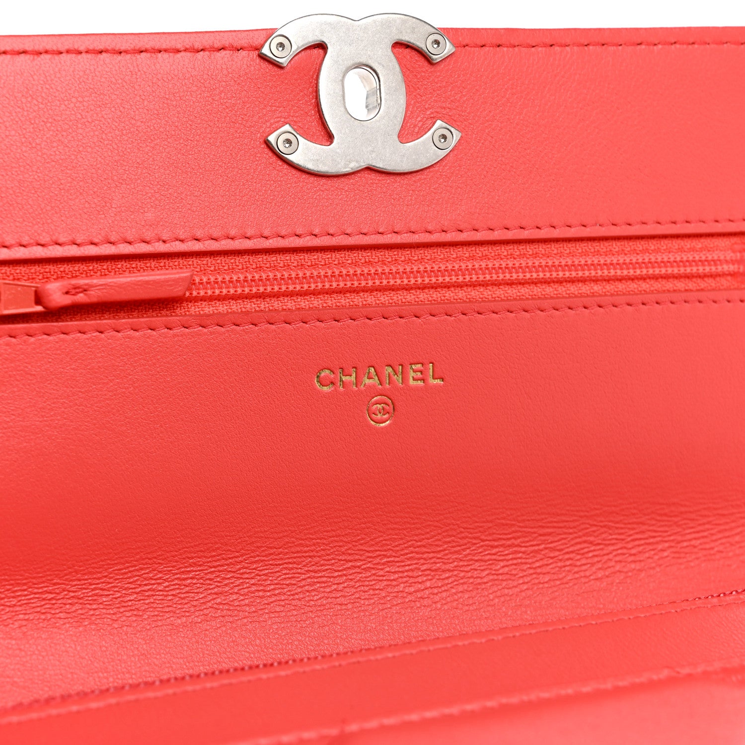 Chanel Lambskin Quilted Chanel 19 Wallet On Chain WOC Coral 6 of 13