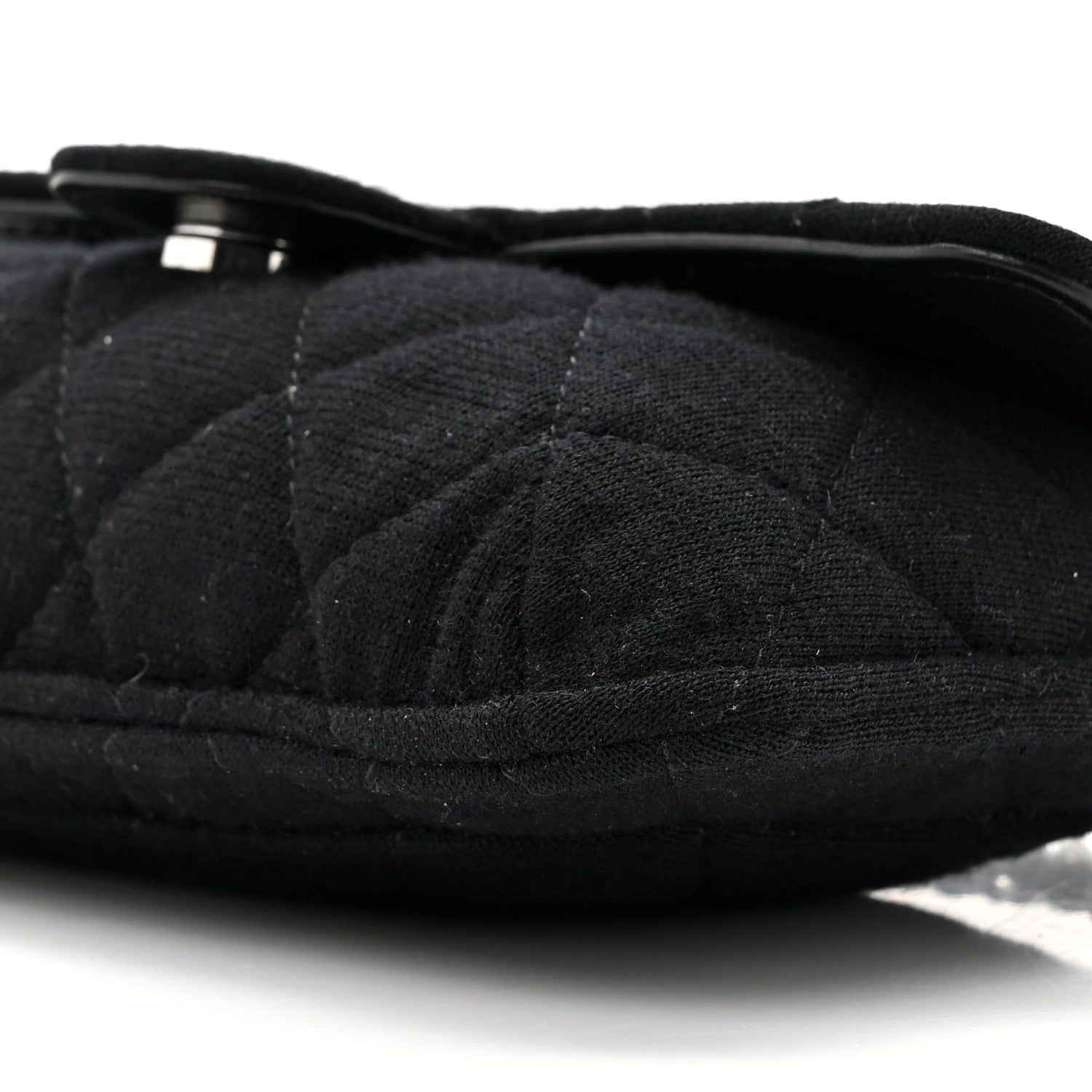 Chanel Jersey Fabric Quilted Foldable Tote With Chain Black Multicolor 14 of 18