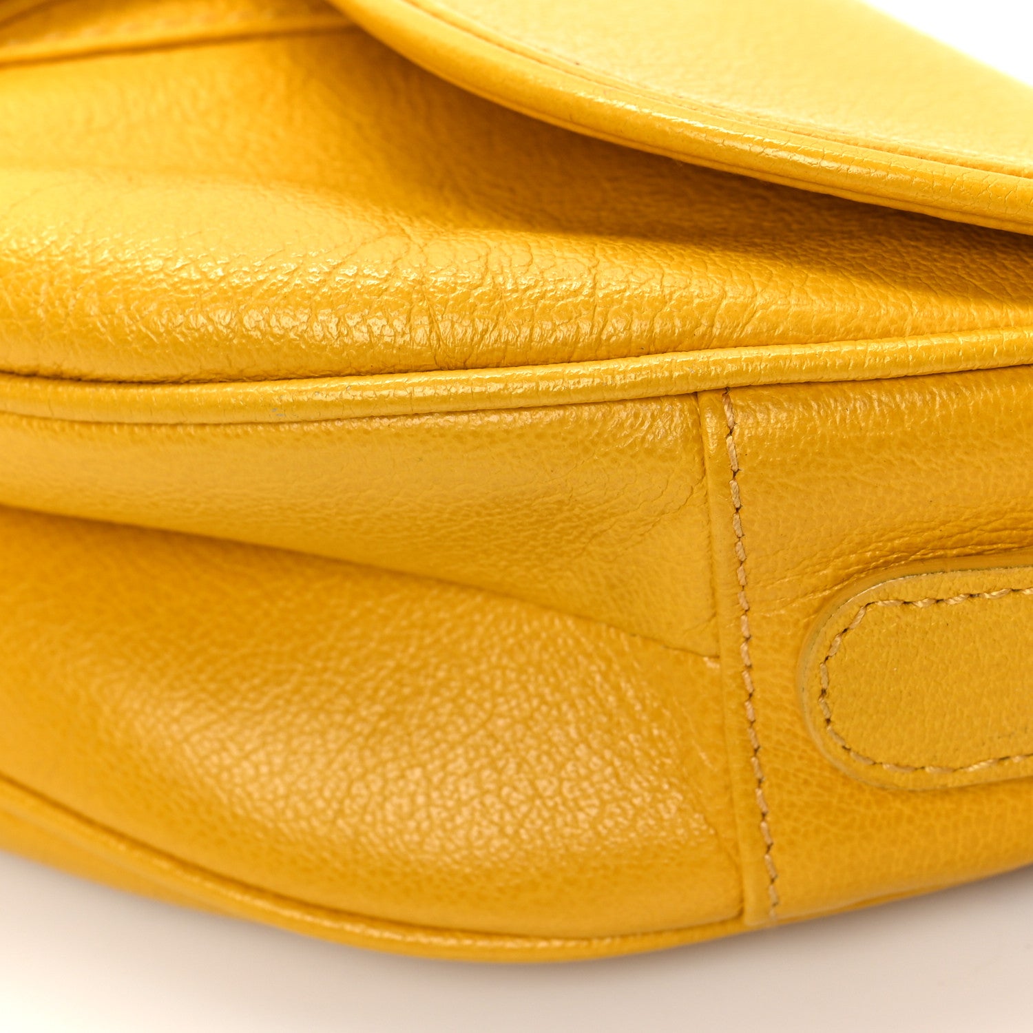 Christian Dior Grained Calfskin Saddle Bag Dark Yellow 9 of 12