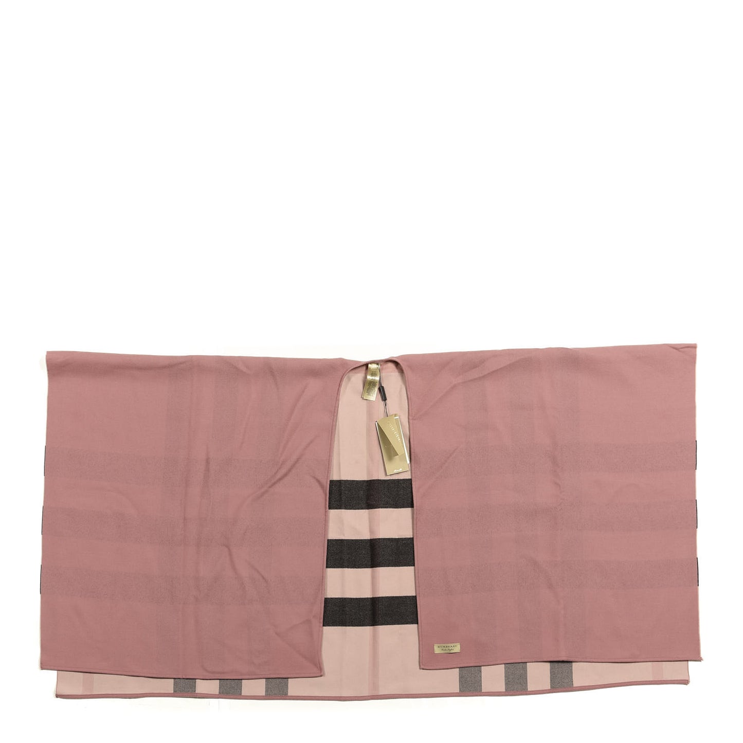 Wool Solid To Check Charlotte Cape Scarf Pink