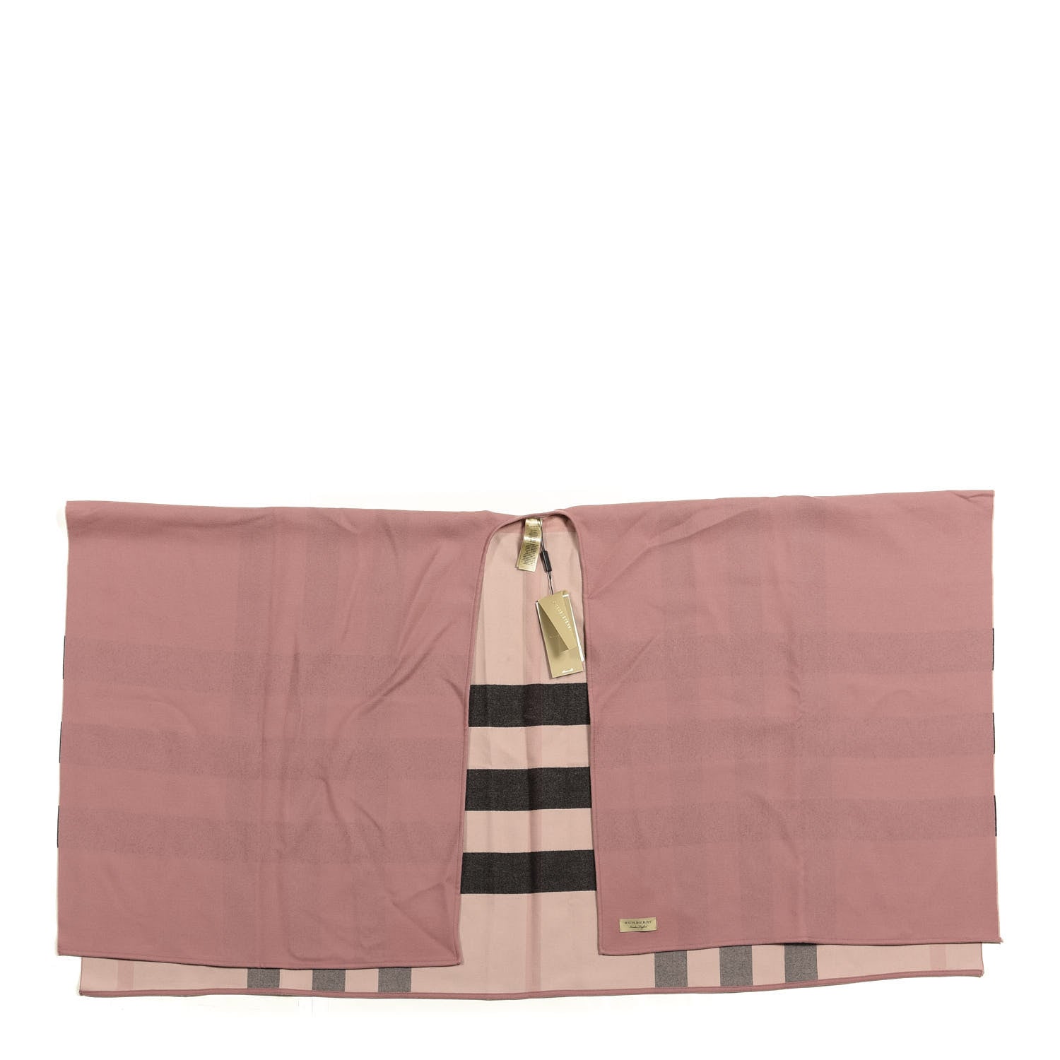 Burberry Wool Solid To Check Charlotte Cape Scarf Pink 1 of 3