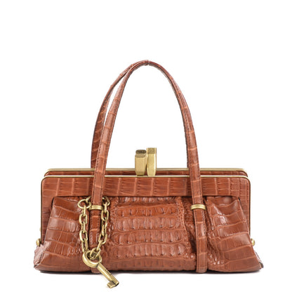 Chloe Leather Crocodile Embossed Mayfair Brown 1 of 8